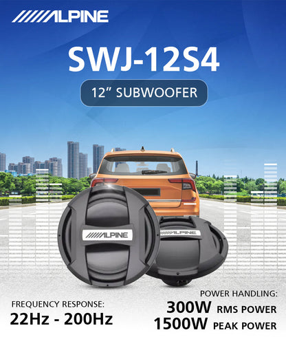 Alpine SWJ-12S4 J-Series 12″ Subwoofer (250W RMS / 750W Peak)