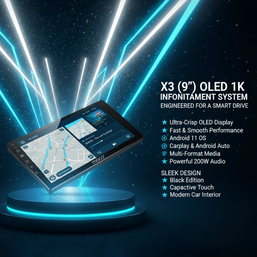 MOCO X3 Android Stereo | 2GB RAM + 64GB Storage | Wireless Apple CarPlay & Android Auto | 9-Inch HD Touchscreen