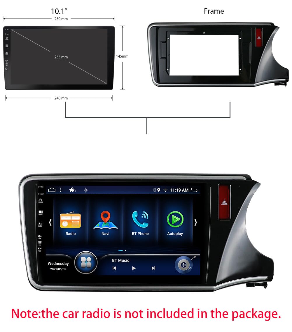 Android Frame 9 inch Suitable for Base Model (Honda City i-DTEC 2014-2020) Honda Car Stereo Frame with Wiring