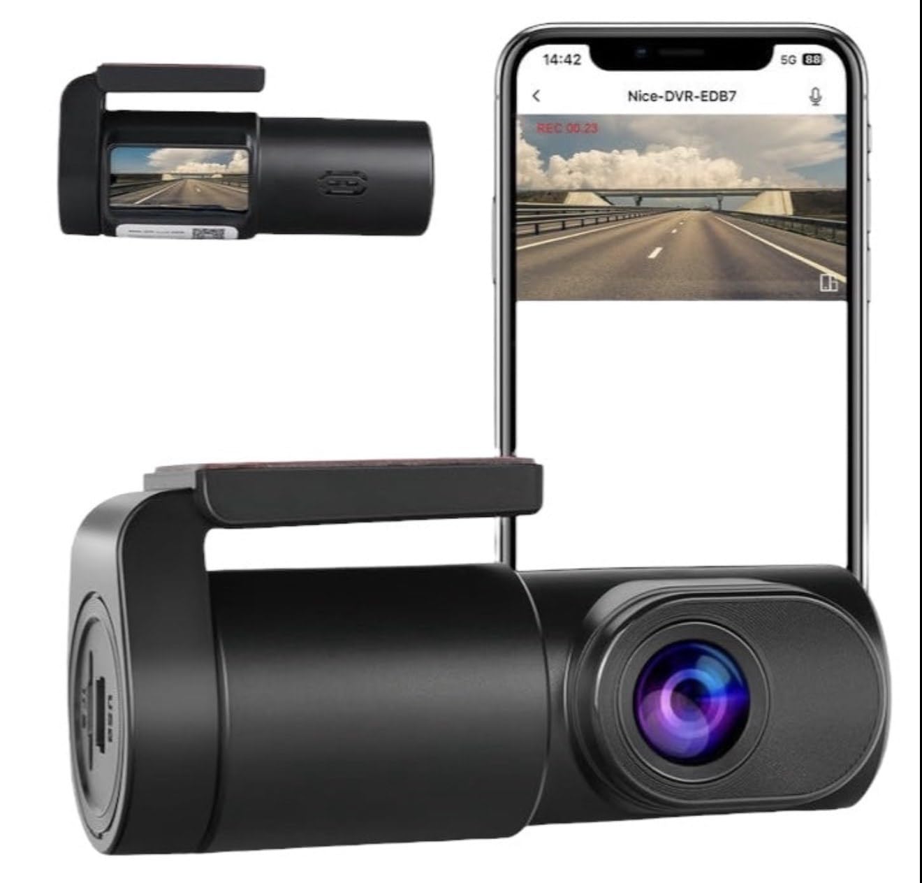 BLUZON Front Camera WiFi Dash Cam for Cars | Full HD 1080P | Wi-Fi App Connectivity