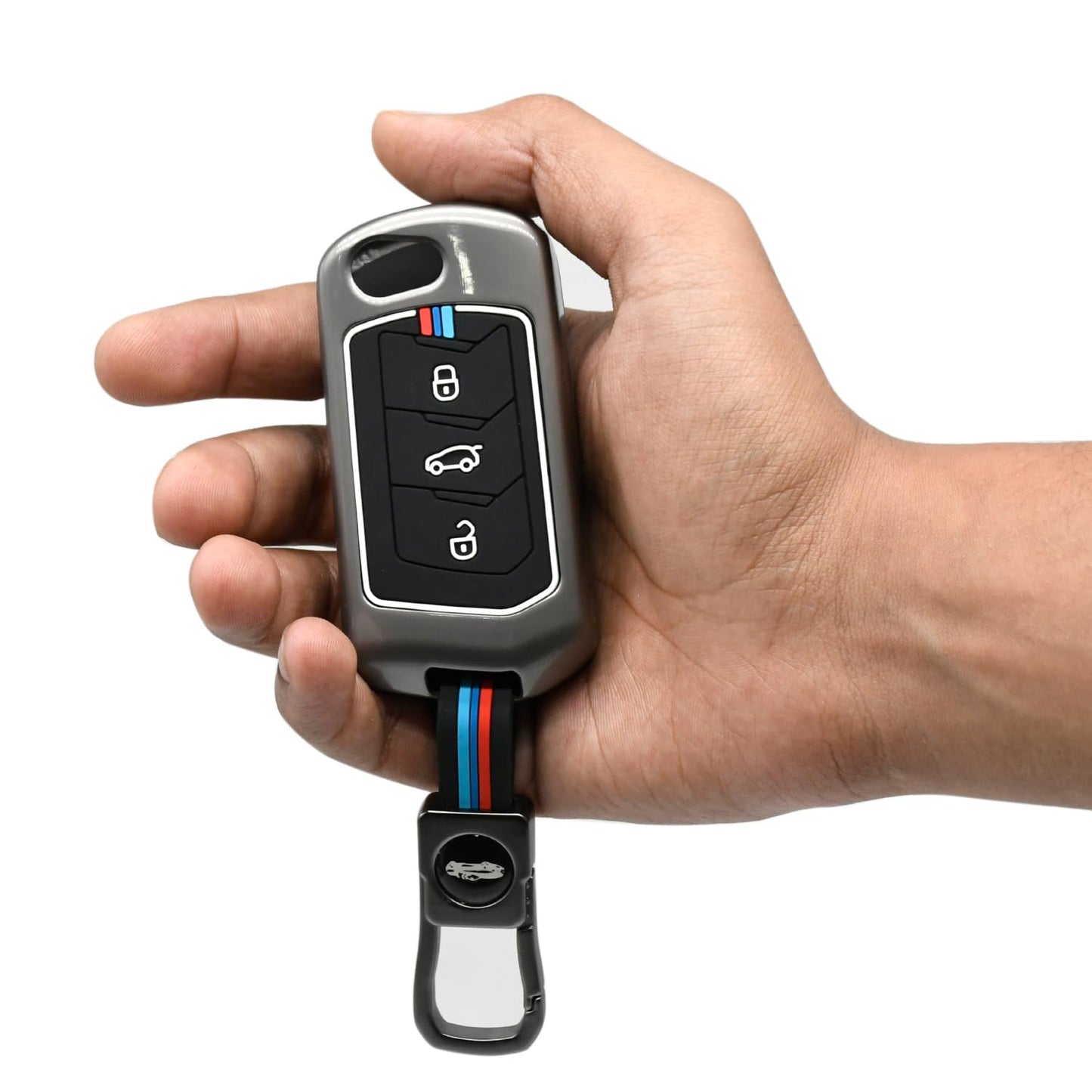 Metal Key Cover Compatible with Mahindra Scorpio, Marazzo | XUV 300, XUV 700 | XUV 400 EV | Bolero | Thar | TUV 3 Button Flip Key