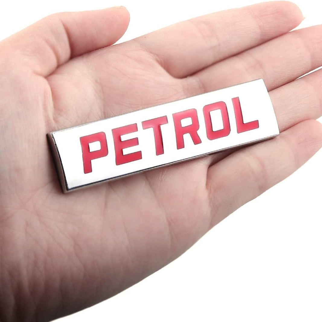 NH ONE™ PETROL Car Emblem Badge, 3D Metal Letters, Metal Monogram - Red & Chrome Finish