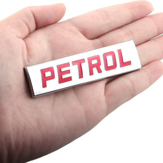 NH ONE™ PETROL Car Emblem Badge, 3D Metal Letters, Metal Monogram - Red & Chrome Finish