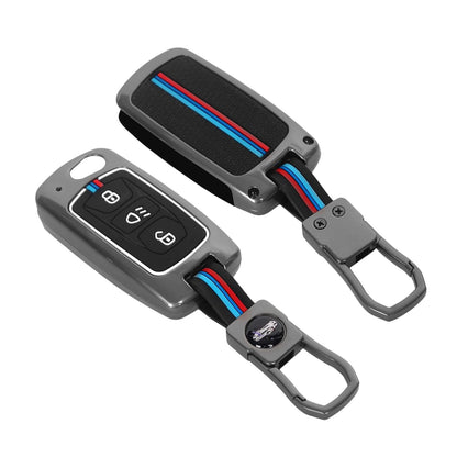 Premium Metal Key Cover Compatible with Tata Tiago | Nexon | Altroz | Safari | Storme | Zest | Bolt | Tigor | Punch | Hexa 3 Button Flip Key