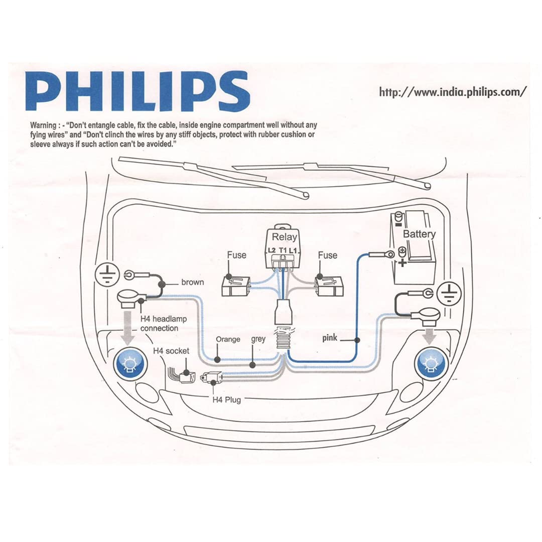 Philips 12003XM H4 Heavy Duty Relay Wiring Kit for High Power (100/90W or 130/100W)