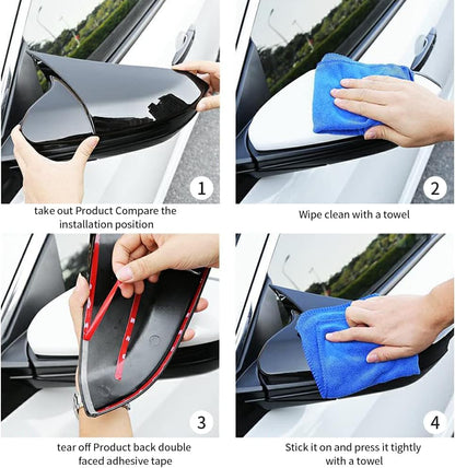 Batman Style Car Mirror Cover | Compatible with Toyota Urban Cruiser and  Maruti Suzuki Brezza| Gloss Black |Set of 2