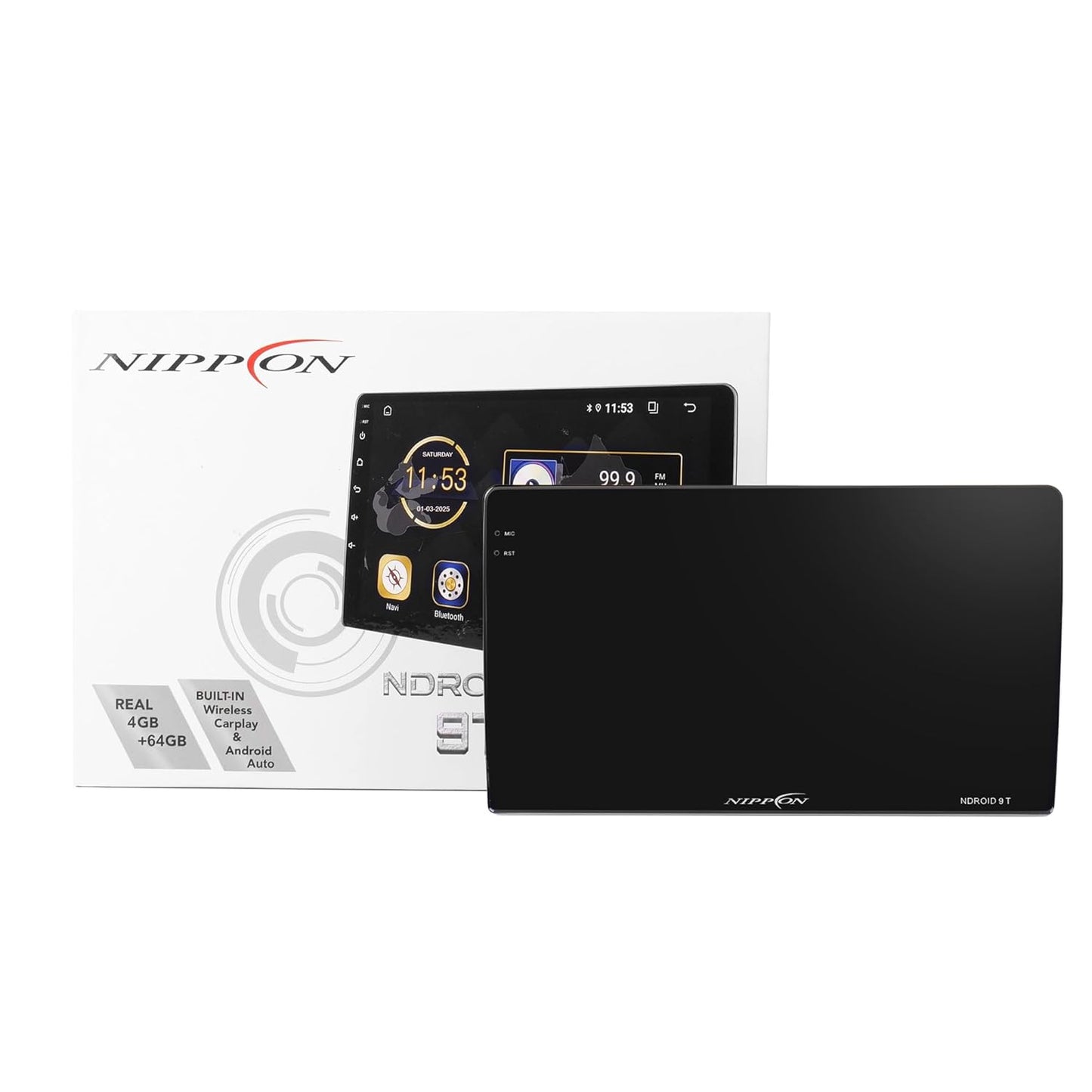Nippon NDROID 9T with QLED Display with 1280 * 720 Screen Resolution, Built-in Wireless Carplay and Android Auto, Android V13, BT v5.2, Supports WiFi 2.4&5G, AHD Rear Camera (4/64 GB)