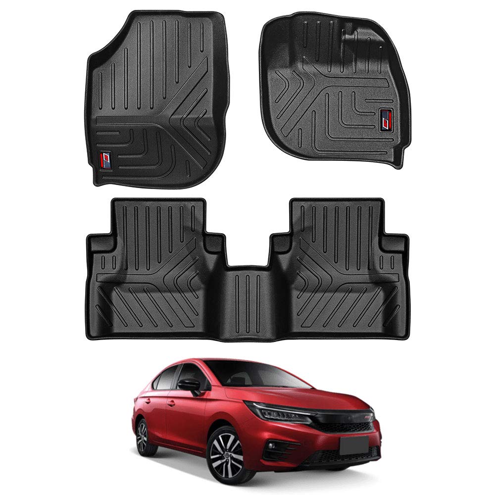GFX Car Floor Mats for Honda City (2020 Onward) Manual | Waterproof | Anti-Slip | All-Weather | Stylish Protection | Sleek Black