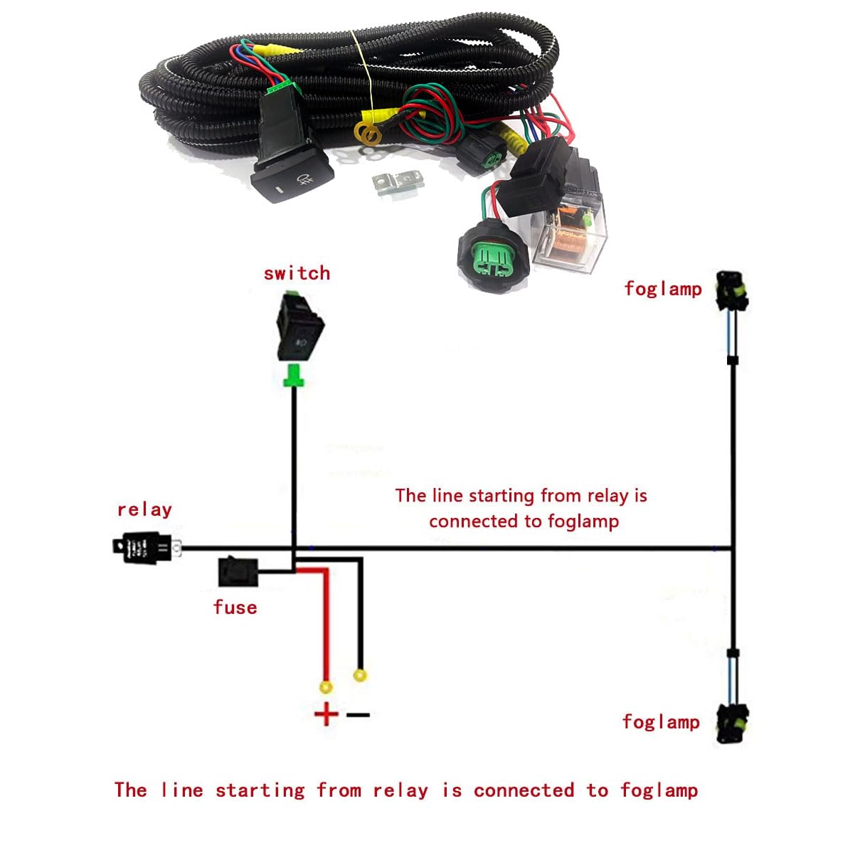Foglight Harness LED Indicator Harness Wiring Socket Switch Kit 12V/40A Relay