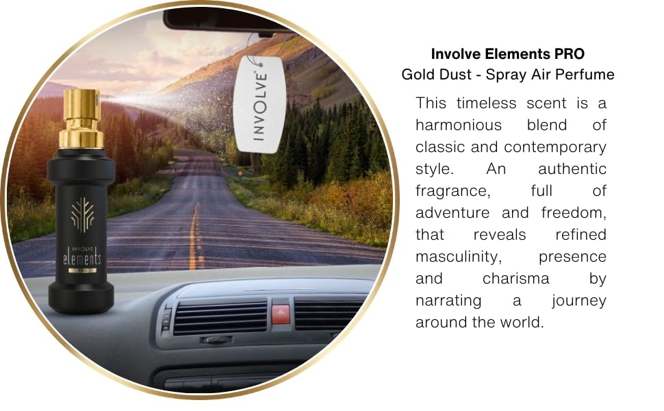 Involve your senses Elements Pro - Gold Dust - Luxury Spray Car Air Perfume - Car Accessories interior car perfumes and relax fresheners