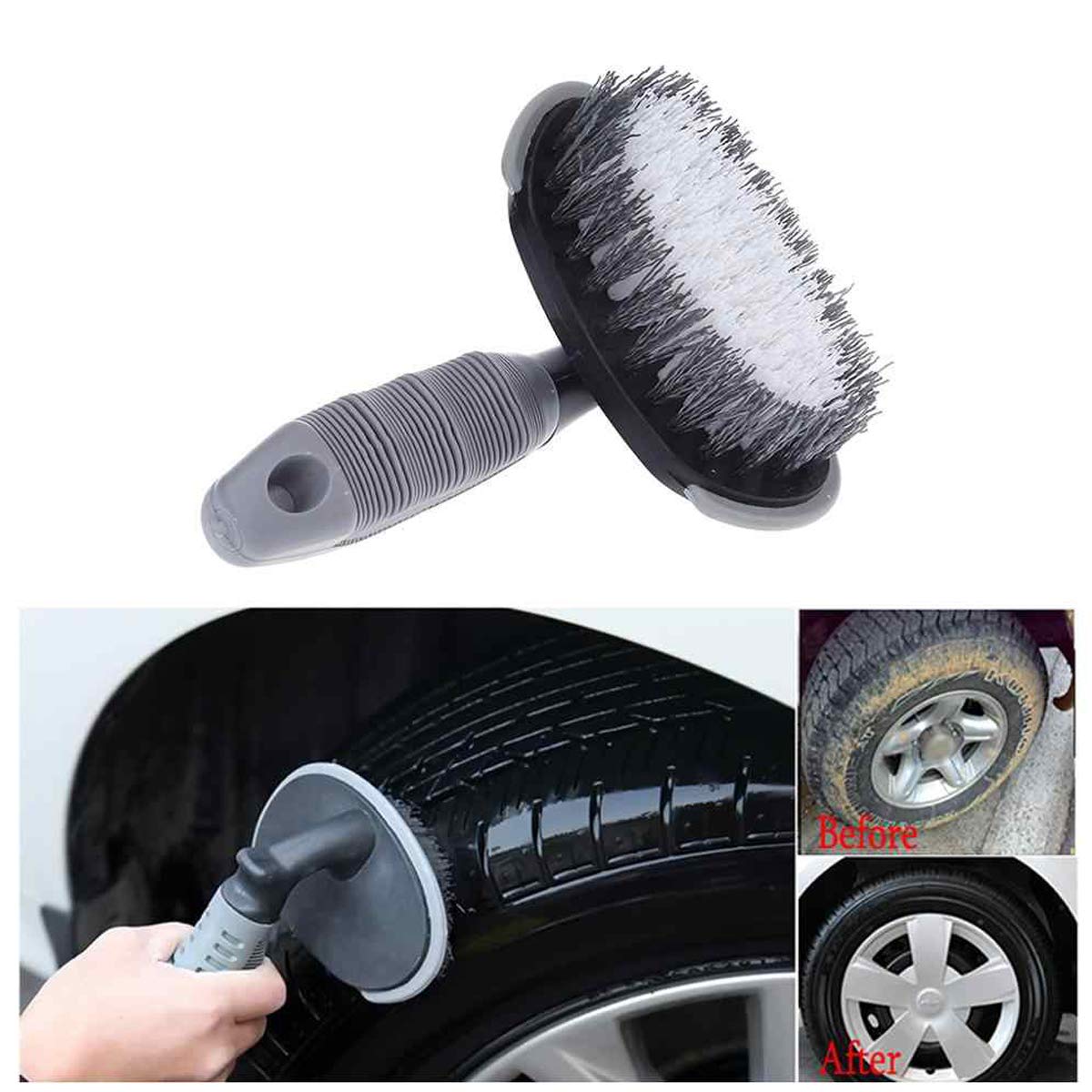 T-Type Car Tyre Cleaning Brush Scrubber with Antislip Handle Multi-Functional SUV Tire Wheel Rim Hub Washing Cleaner