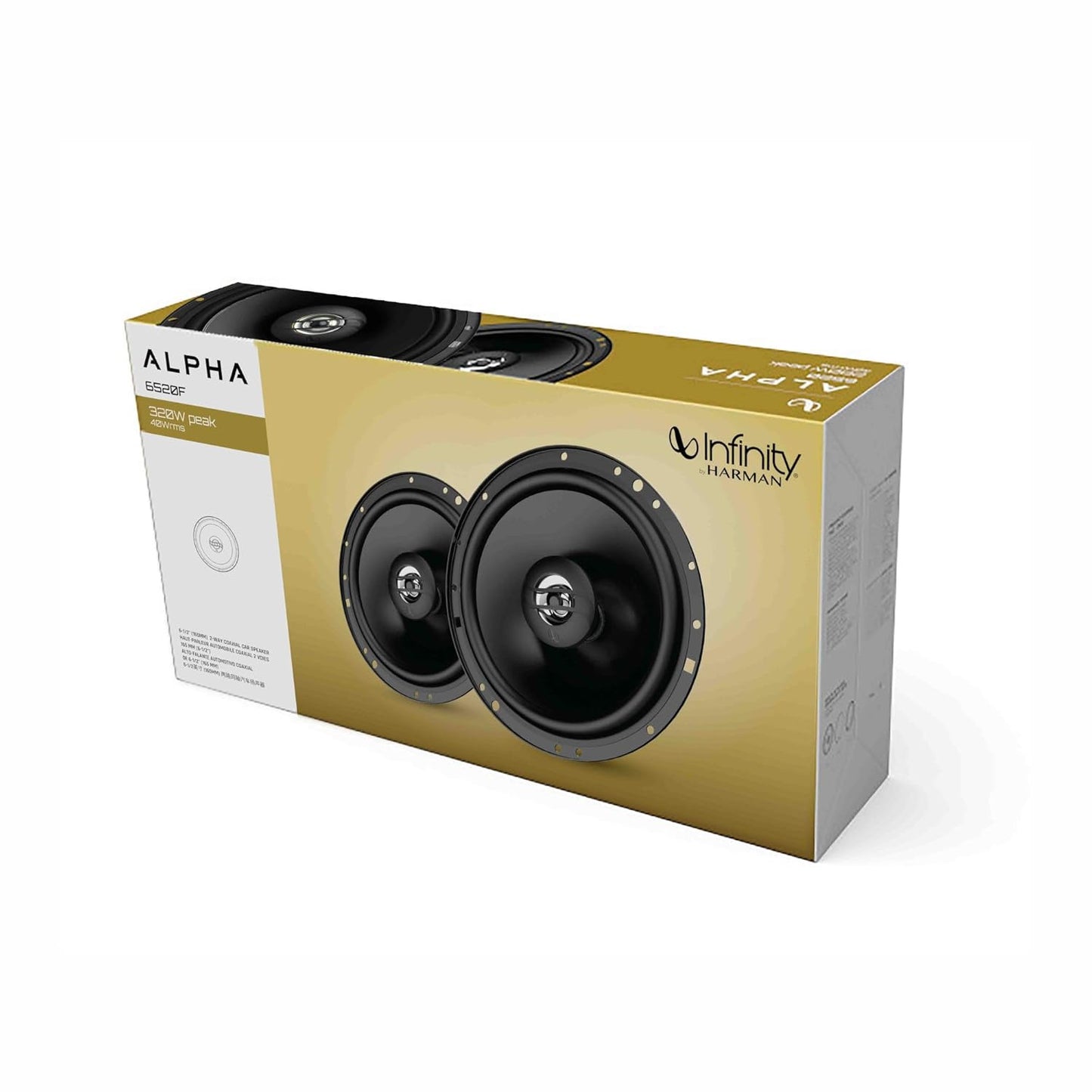 Infinity Car Coaxial Speaker | Alpha 6520F | Peak Power - 320W | RMS Power - 40W | Wired 6.5 Inch 2-Way Coaxial Speaker (Black)