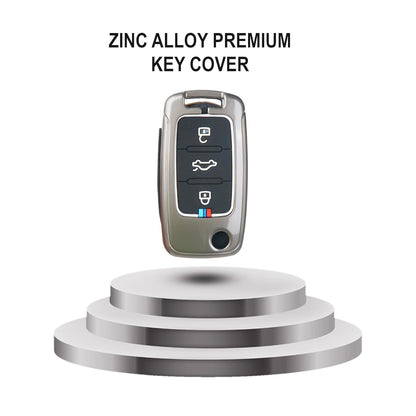 Metal Key Cover for Skoda and Volkswagen - Polo | Vento | Jetta | Ameo | Passat and Skoda Rapid | Laura | Superb | Octavia Fabia | Yeti 3 Button Flip Key