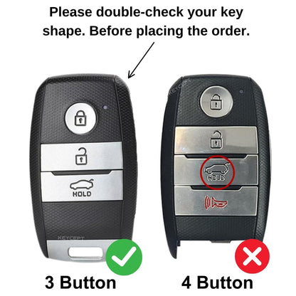 Premium Zinc Alloy Key Cover for Kia Sonet, Carens, Seltos, 3-Button Smart Key, 360° Protection with Inner Silicone