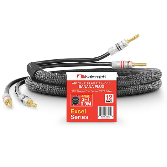Nakamichi 12AWG OFC Speaker & Amplifier Wiring Kit – Premium Car Audio Cable | 99.9% Oxygen-Free Copper (OFC) | Heavy Duty Braided | (3ft/0.9m)