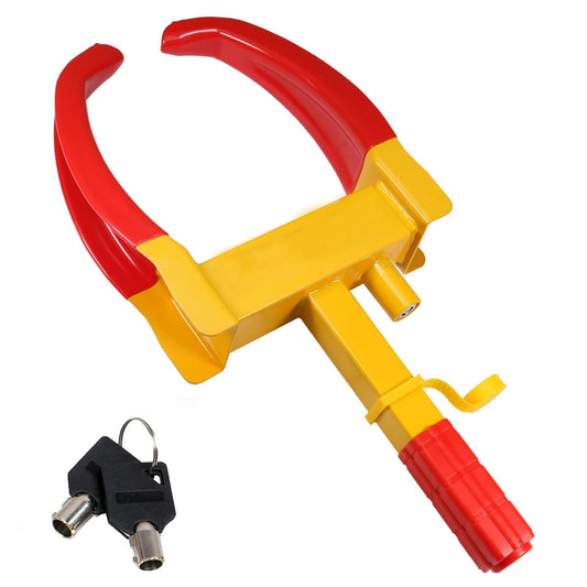 Anti Theft Security Car Wheel Lock Clamp Anti-Theft Towing Parking Boot Tire Claw Adjustable with Two Keys, RED & Yellow