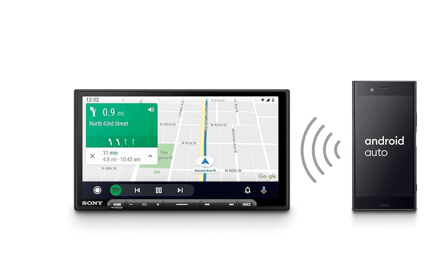 Sony Car Stereo XAV-AX6000 17.6 cm (6.95 inch) Capacitive Touch Screen Digital Media Receiver with HDMI, Wireless Android Auto, Wireless Apple Car Play, PRE Out - 3 x 5V, Output Power - 55W x 4