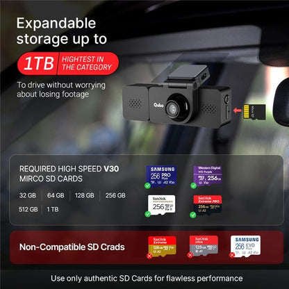 Qubo 3-Channel Dashcam Trio by Hero Group (Front + Rear + Cabin Camera) | 2K QHD | Wi-Fi + GPS