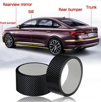 Car Sticker Carbon Fiber Rubber,Entry Guard Protector Strip Car Door Sill Protector,Bumper Door Guard Scuff Plate Protectors Tape Anti-Scratch Step 5 M Polyvinyl Chloride (Black)