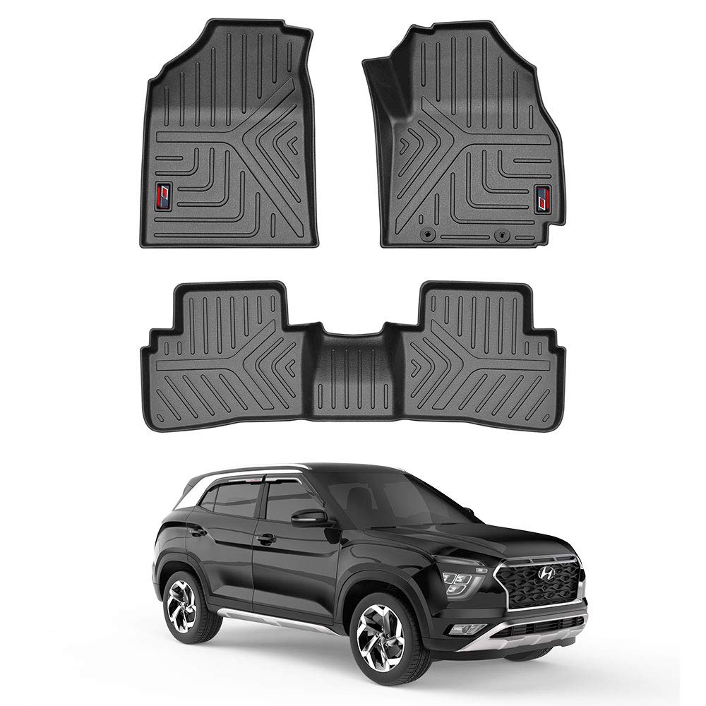 GFX Car Floor Mats for Hyundai Creta (2024 Onwards) | Waterproof | Anti-Slip | All-Weather | Stylish Protection | Sleek Black
