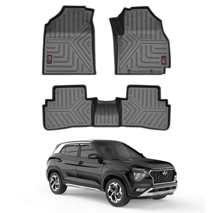 GFX Car Floor Mats for Hyundai Creta (2024 Onwards) | Waterproof | Anti-Slip | All-Weather | Stylish Protection | Sleek Black