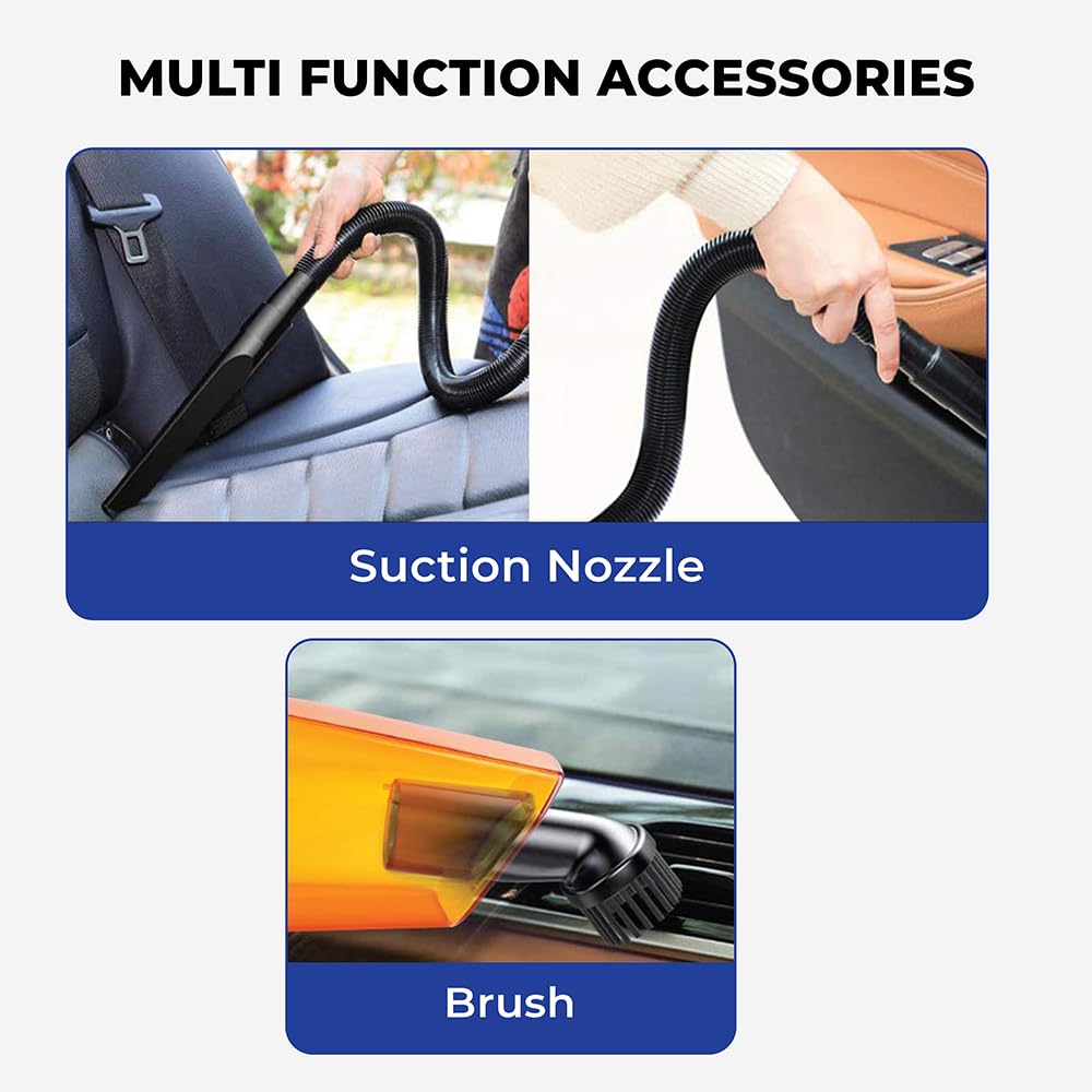 myTVS High-Power Car Vacuum Cleaner | 100W Powerful Suction | 12V DC Portable Handheld Vacuum | Wet & Dry Cleaning | Washable HEPA Filter | Multiple Accessories for Deep Cleaning