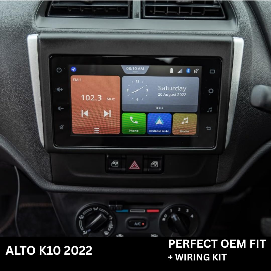 Android Stereo Frame (Suitable For Maruti Alto K10 2022-2025) 9 Inch with Power Cable Connector | Durable & Scratch-Resistant