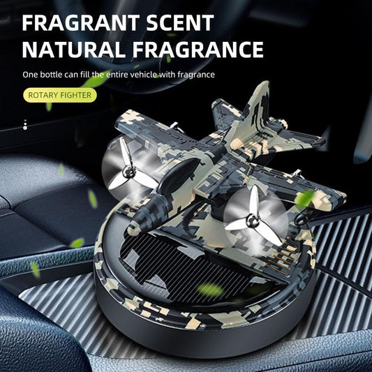 Solar Car Air Freshener, Fighter Jet Design, Camouflage Pattern, Aluminium Alloy Construction, Natural Fragrance Diffuser | Runs without battery