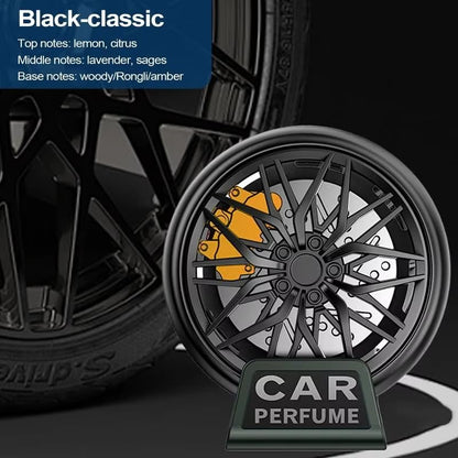 Car Air Freshener AC Vent Clip, Wheel Hub Design | ABS+Alloy Material | Auto wheel rotate - Red