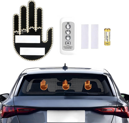 LED 3 in 1 Finger Hand Gesture with Wireless Remote Control, Light-Up Palm Design, for All Cars, Vans & Trucks