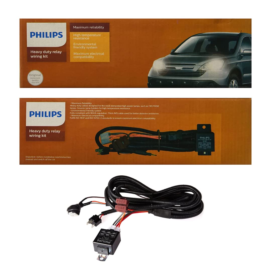 Philips 12003XM H4 Heavy Duty Relay Wiring Kit for High Power (100/90W or 130/100W)