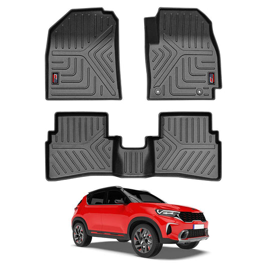 GFX Car Floor Mats for KIA Sonet (2024 Onwards) | Waterproof | Anti-Slip | All-Weather | Stylish Protection | Sleek Black