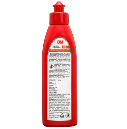 3M Premium Liquid Wax, Restores Car Paint Gloss and Lustre, Water Repellent, UV Protection (200ml Pack)