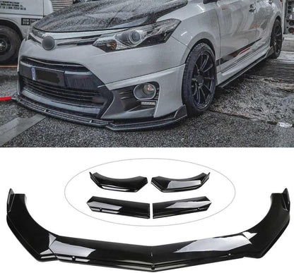 Front Bumper Lip Spoiler Bumper Spoiler 4 Split Front Bumper Spoiler Cover Trim Upgrade Scratch Resistant Protector Lightweight Aero