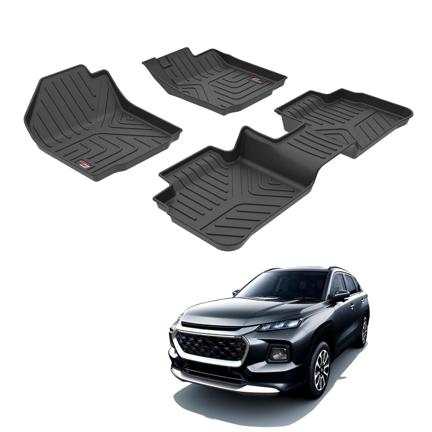 GFX Car Floor Mats for Toyota Urban Cruiser Hyryder (2022 Onwards) | Waterproof | Anti-Slip | All-Weather | Stylish Protection | Sleek Black