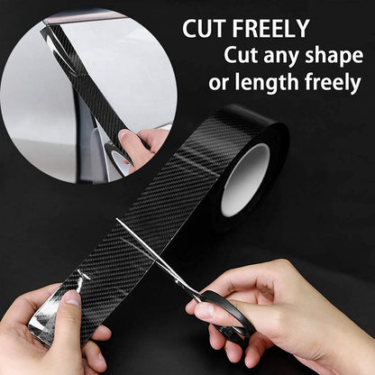 Car Sticker Carbon Fiber Rubber,Entry Guard Protector Strip Car Door Sill Protector,Bumper Door Guard Scuff Plate Protectors Tape Anti-Scratch Step 5 M Polyvinyl Chloride (Black)