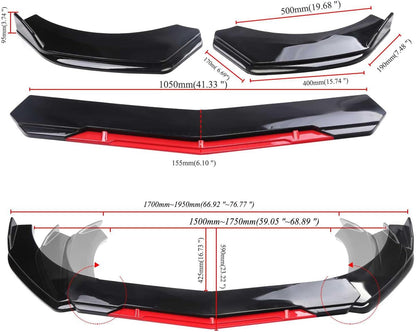 Front Bumper Lip Spoiler Bumper Spoiler 4 Split Front Bumper Spoiler Cover Trim Upgrade Scratch Resistant Protector Lightweight Aero