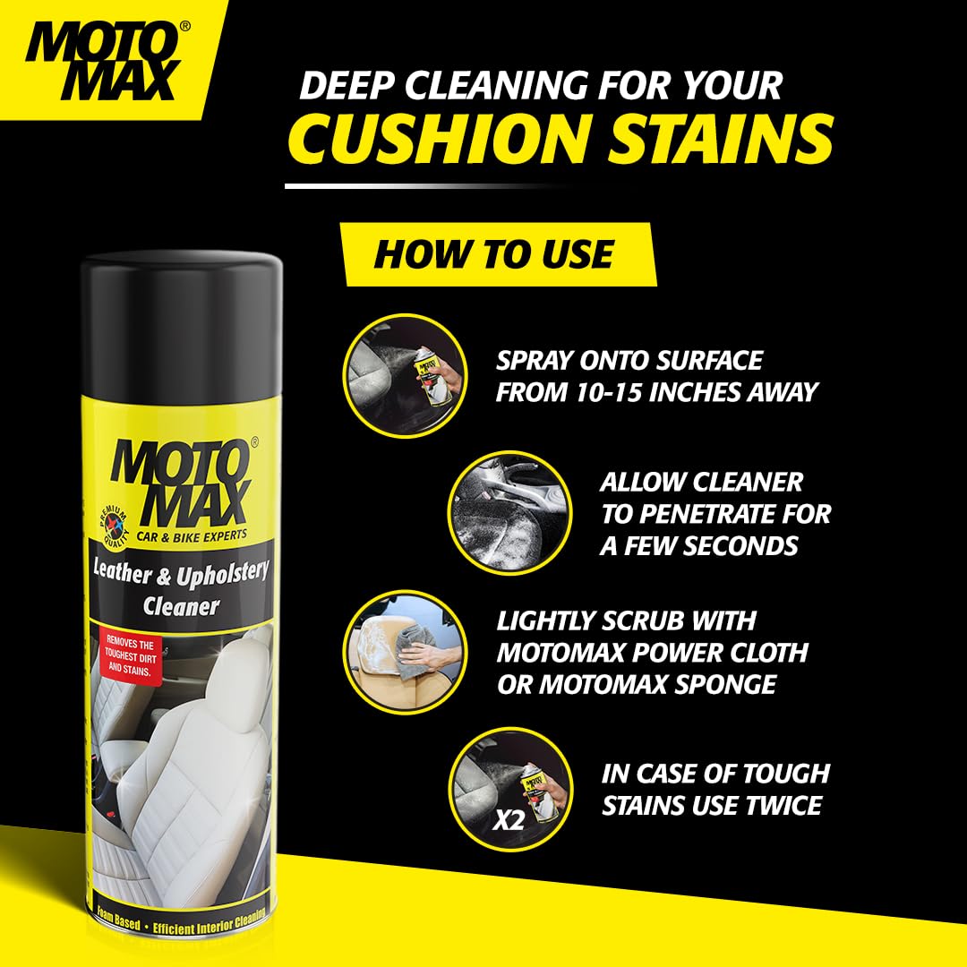 Motomax Leather and Upholstery Cleaner, 200ml for Car Seats and Interiors, Leather, Vinyl, Upholstery, Roof Lining, Carpets, Plastic Surfaces