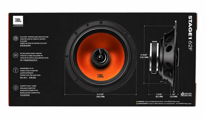 JBL Stage1 GEN2 62F 6.5-Inch Coaxial Car Speakers – 50W RMS, 400W Max (Pair)