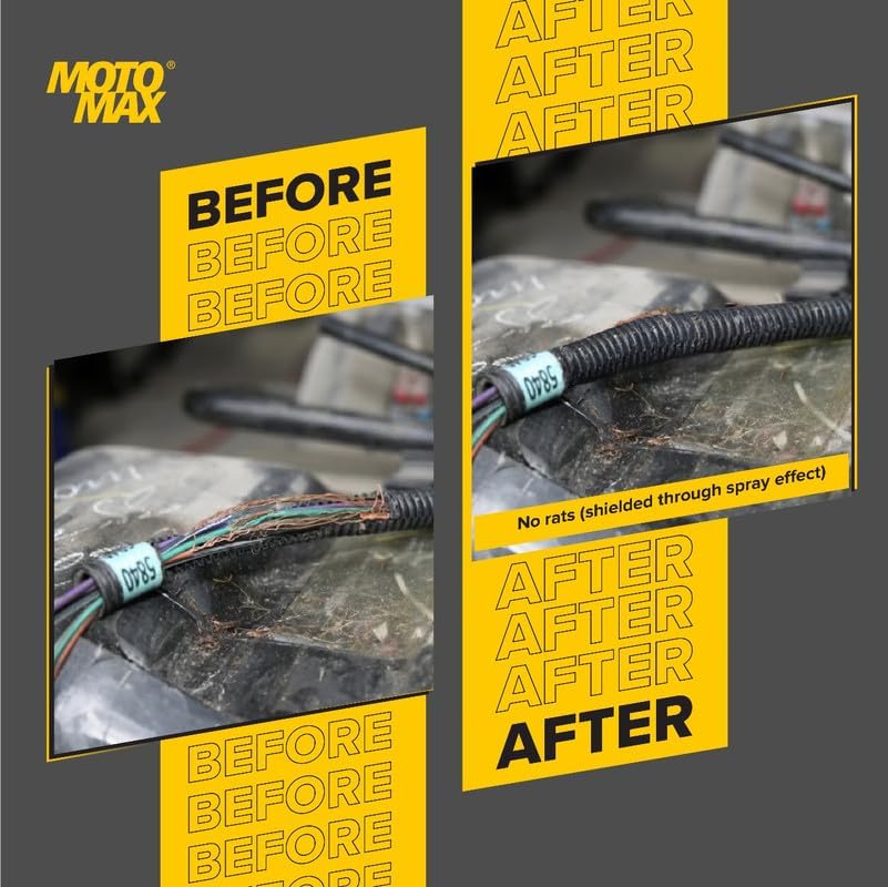 Motomax Rat Repellent Spray 100 ml - Protection for Engine parts & wires, Wheel Arch | Non-Toxic | No Stink | No Kill | Repel Rats Away | Lasts Upto 3 Months | Water & Rain Resistant