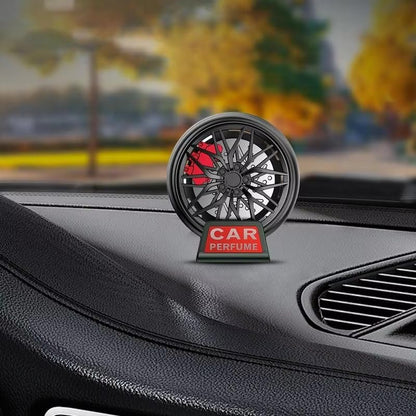 Car Air Freshener AC Vent Clip, Wheel Hub Design | ABS+Alloy Material | Auto wheel rotate - Red