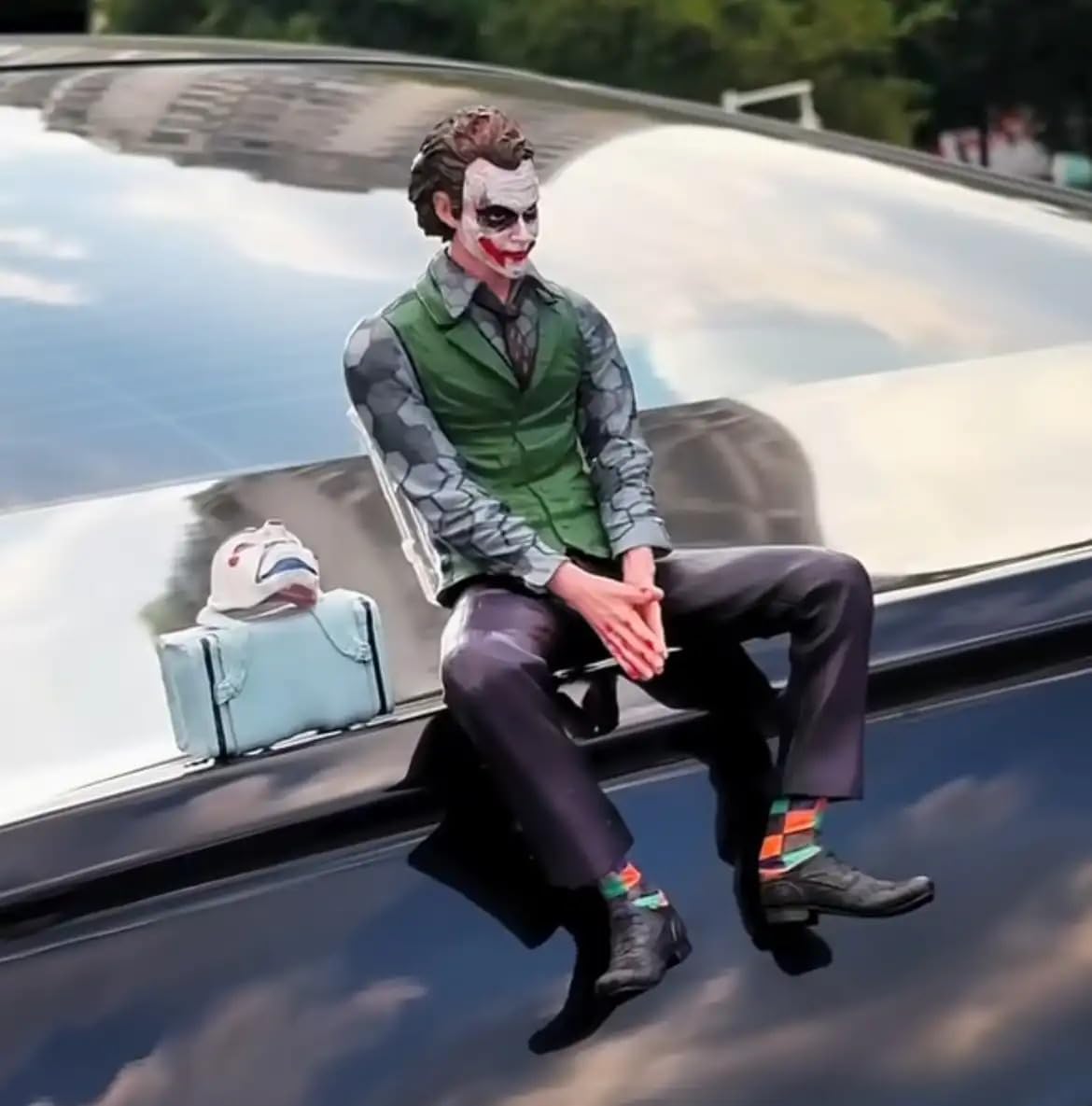 NH ONE™ Action Figure for The Joker Character Figures with Mask and Siting Position 24cm Model Statue for Decoration Gift and Car External Decoration
