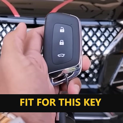 Metal Car Key Cover Compatible for MG Hector | Windsor EV 3 Button Smart Key