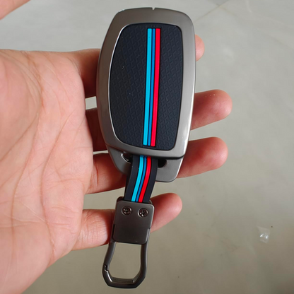 Premium Alloy Car Key Cover with 360° Protection, Inner Silicone Guard, Compatible with Hyundai 4-Button Smart Keys (Creta, i20, Venue, Elantra, Tucson)