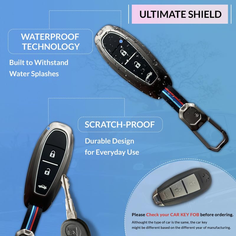 Premium Metal Car Key Cover for Maruti Suzuki Ciaz | Vitara Brezza | Swift | Ignis | Baleno | Scross | 3 Buttons Smart Key