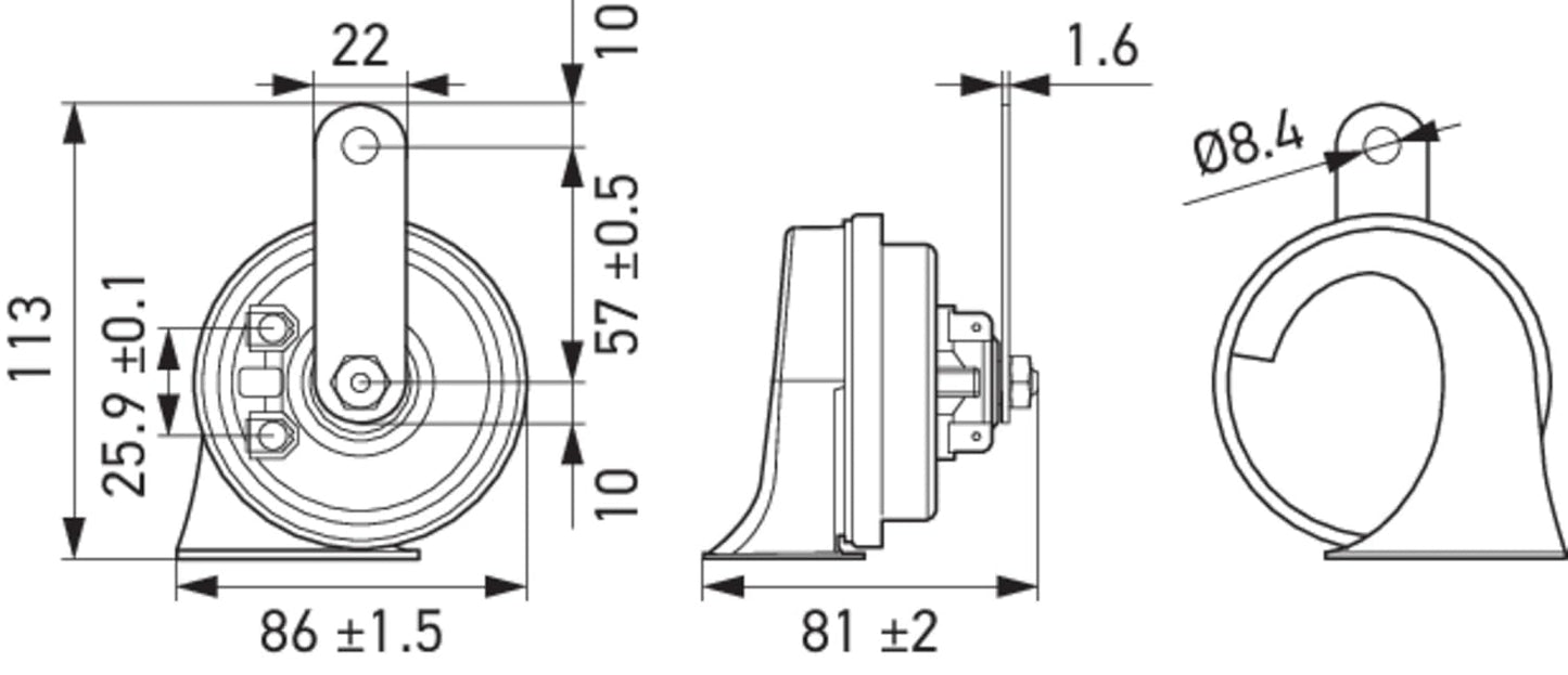 HELLA 011225831 Black 12V BX Trumpet Horn Kit(Universal Fit)