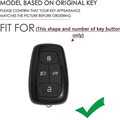 Metal Key Cover for Tata Car , 4-Button Smart Key Case with Metal Body and Keychain, Compatible with Nexon, Harrier, Safari, Punch, Altroz, Curvv, EV Models