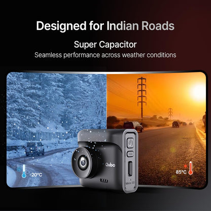 Qubo Car Dashcam Pro 2.7K Dual Channel | Front + Rear Camera | GPS + Wi-Fi | Hero Group