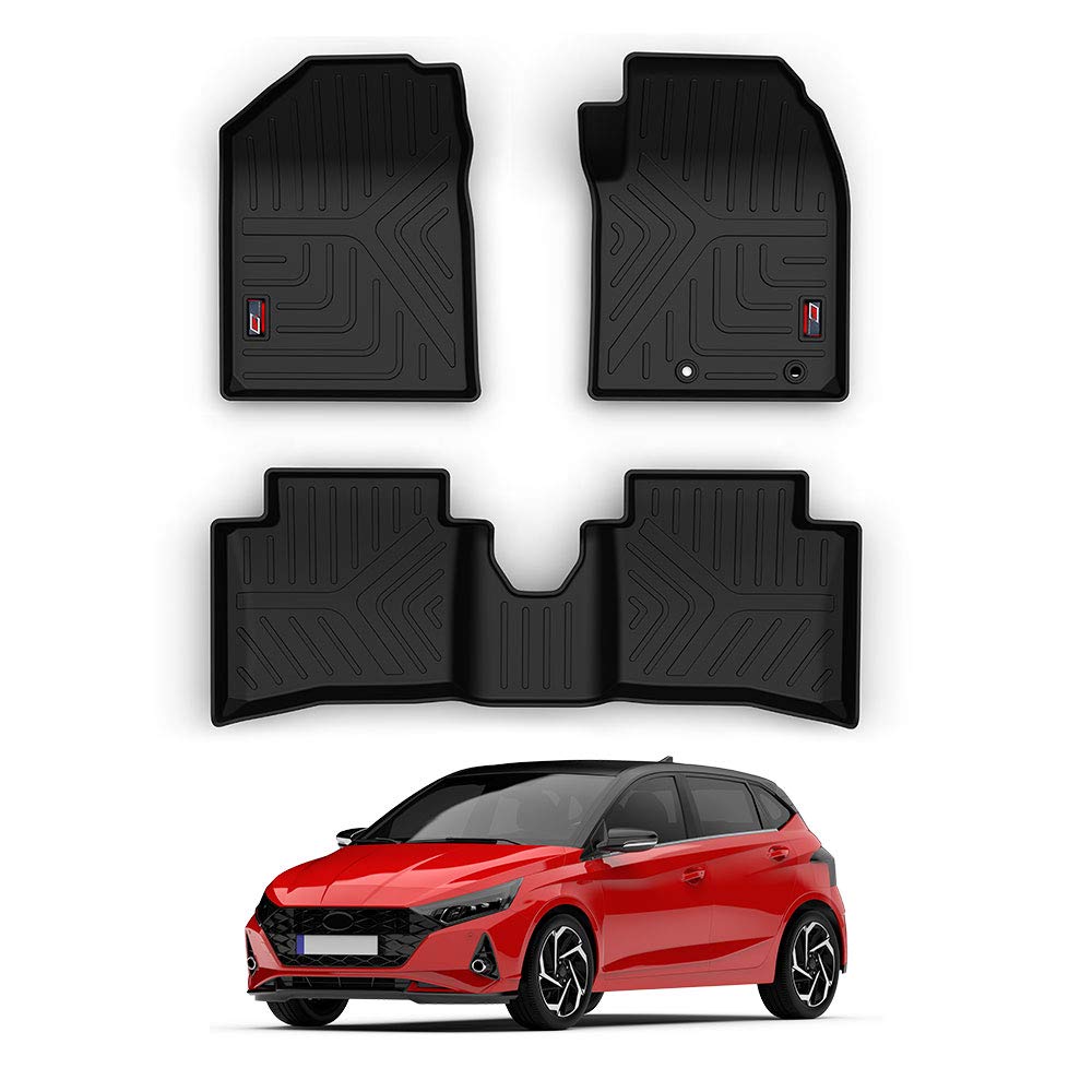 GFX Car Floor Mats for Hyundai i20 (2020–2021) | Waterproof | Anti-Slip | All-Weather | Stylish Protection | Sleek Black