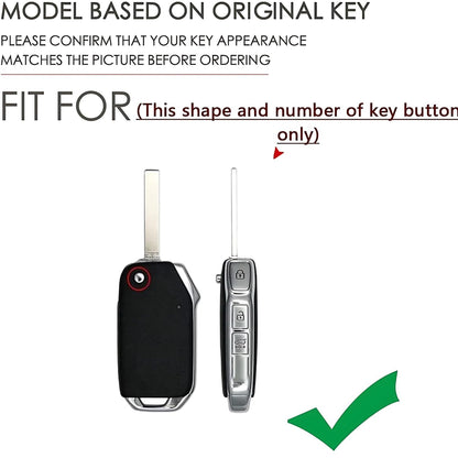 Premium Zinc Alloy Key Cover with Silicone Shell for Kia Seltos | Sonet 2023-2024 | Carens | 3-Button Remote Key